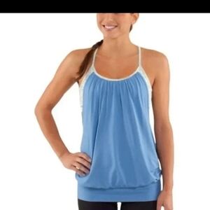 Lululemon No Limits Tank Limitless Blue / We Are From Space Polar Cream Size 6